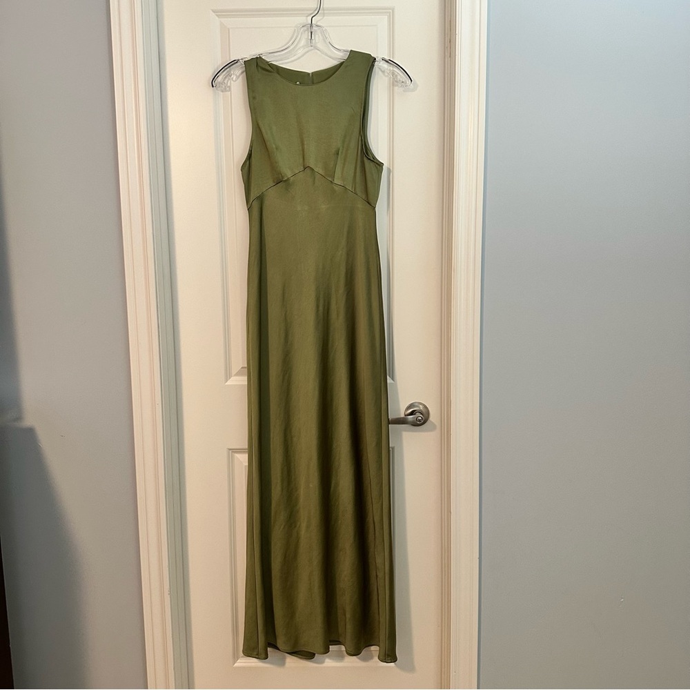 Olive Green Maxi Dress - Sleeveless Elegant Silhouette